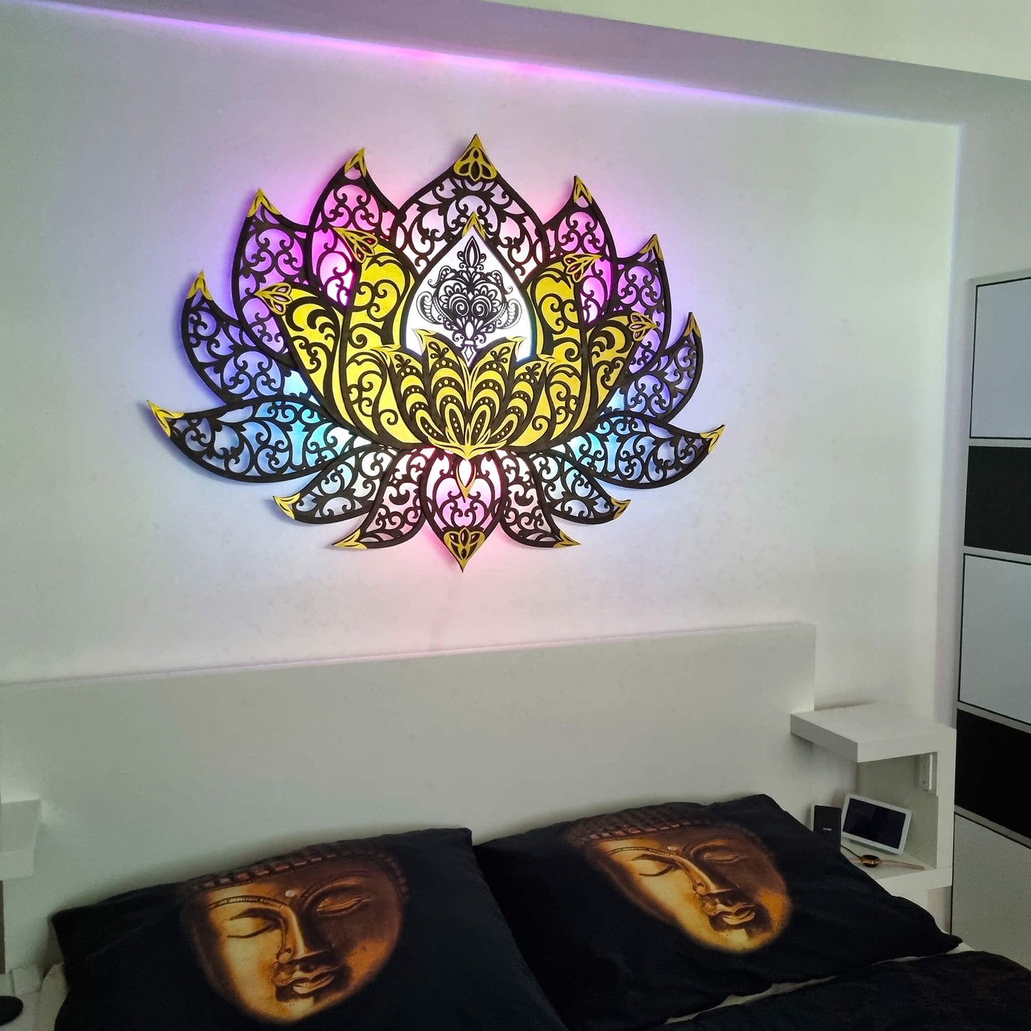 Wandbild XXL Lotusblume Orient "Gold" - Nanino Design Onlineshop -