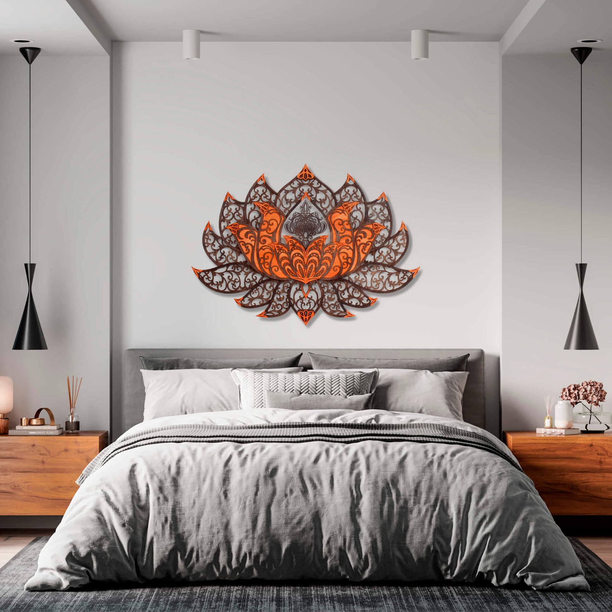 Wandbild XXL Lotusblume Orient "Kupfer" - Nanino Design Onlineshop -
